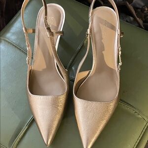 Michael Kors Gold Pointed Slingback Heels